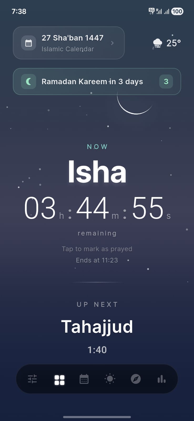 Isha countdown dark sky