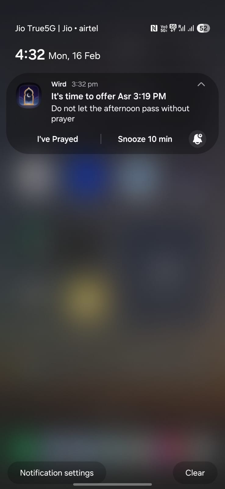 Prayer push notification